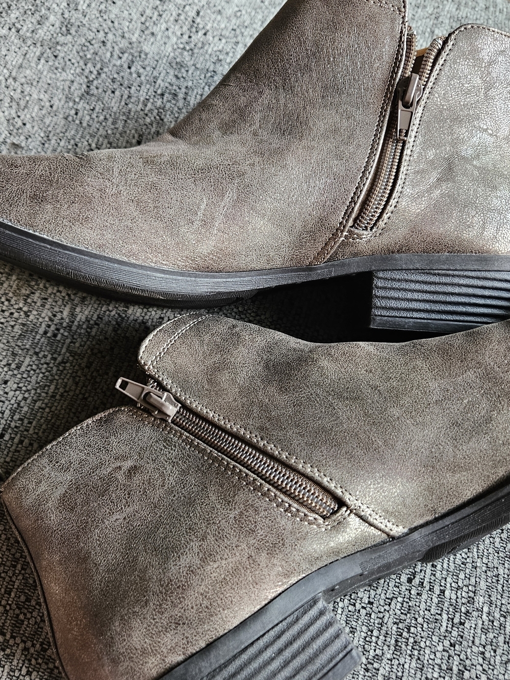 Women's Taupe Copper Boho Western Ankle Boots with Inside Zip 10
